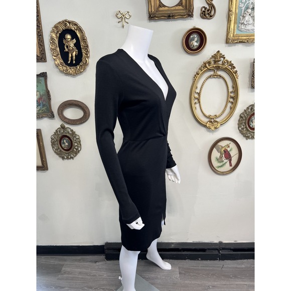 Dresses & Skirts - Alice + Olivia Black Long Sleeve V-Neck Wrap Front Mini Cocktail Dress Size 2
